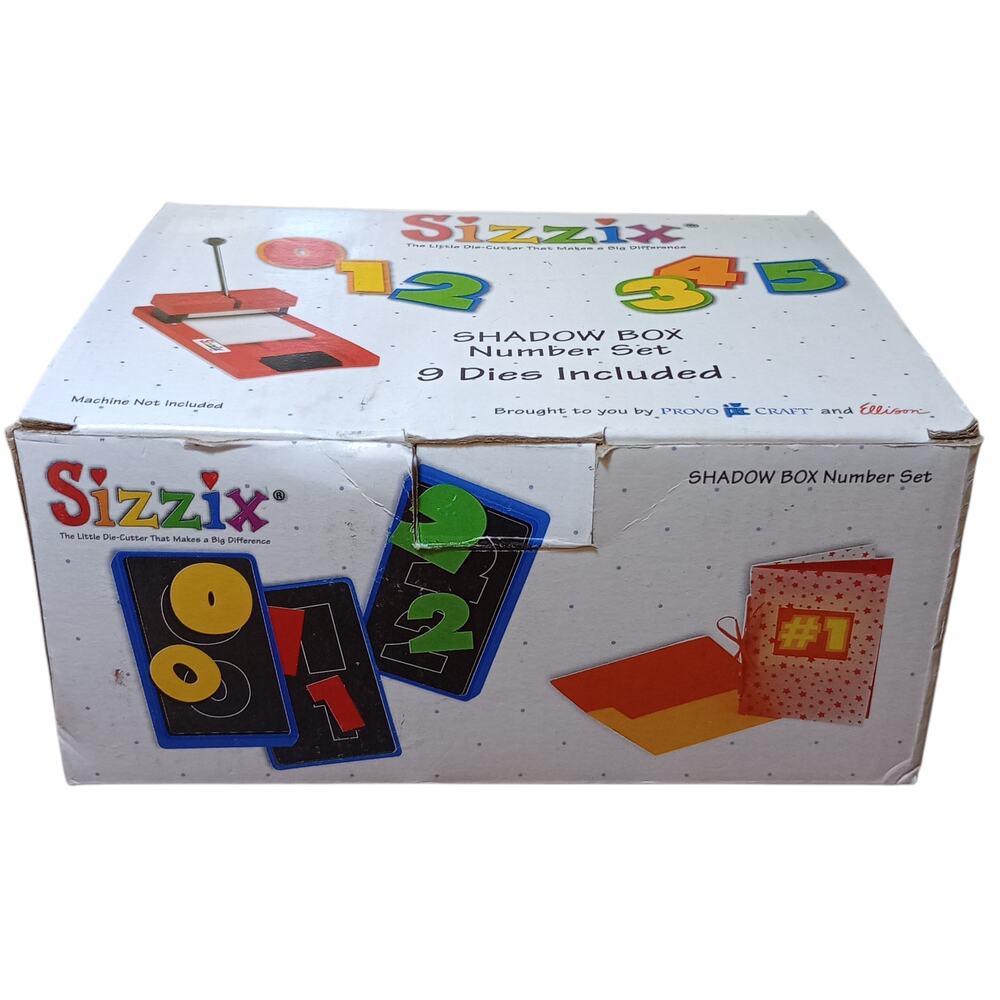 Sizzix SHADOW BOX Number Set Complete 9 Dies - Scrapbooking Numbers 0-9